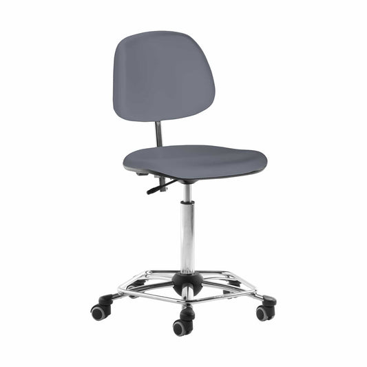 Swivel Chair For Medical Work Stations   Adjustable Height And Chrome Foot Ring