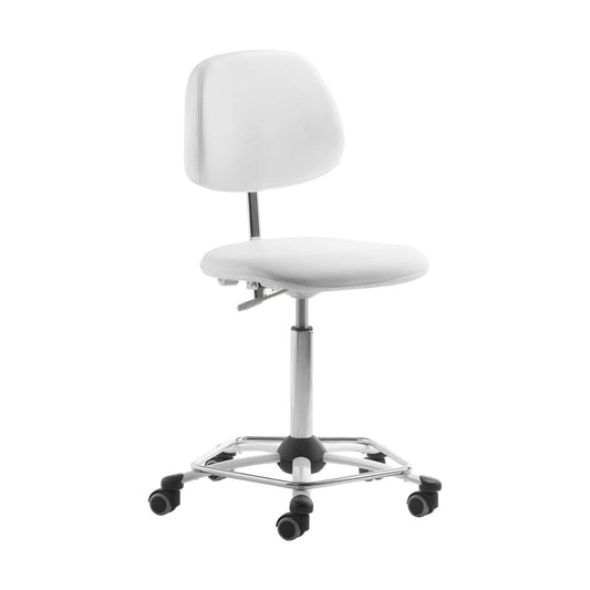 Swivel Chair For Medical Work Stations   Adjustable Height And Chrome Foot Ring