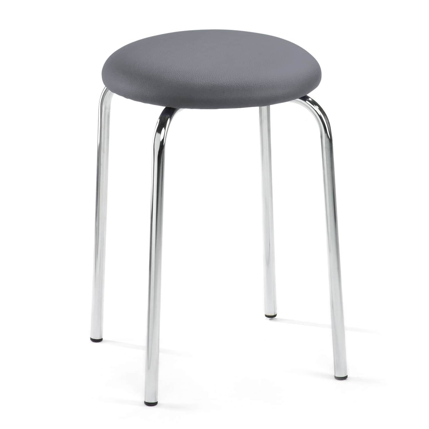 Stackable Stool With Leatherette Cover And Chrome-Plated Frame   Colour Variable