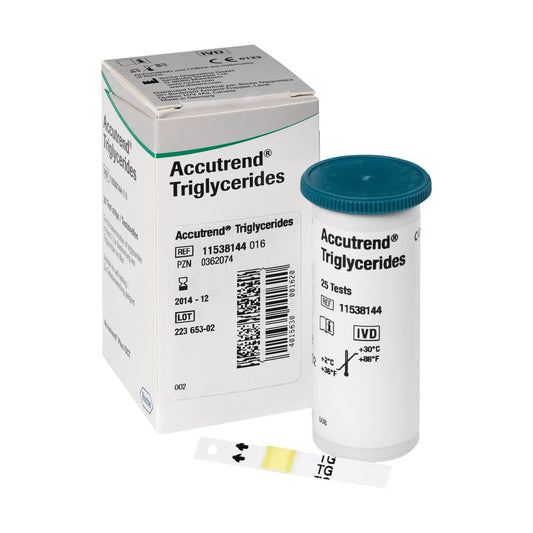 Accutrend Triglyceride Test Strips - One Tube Contains 25 Pieces