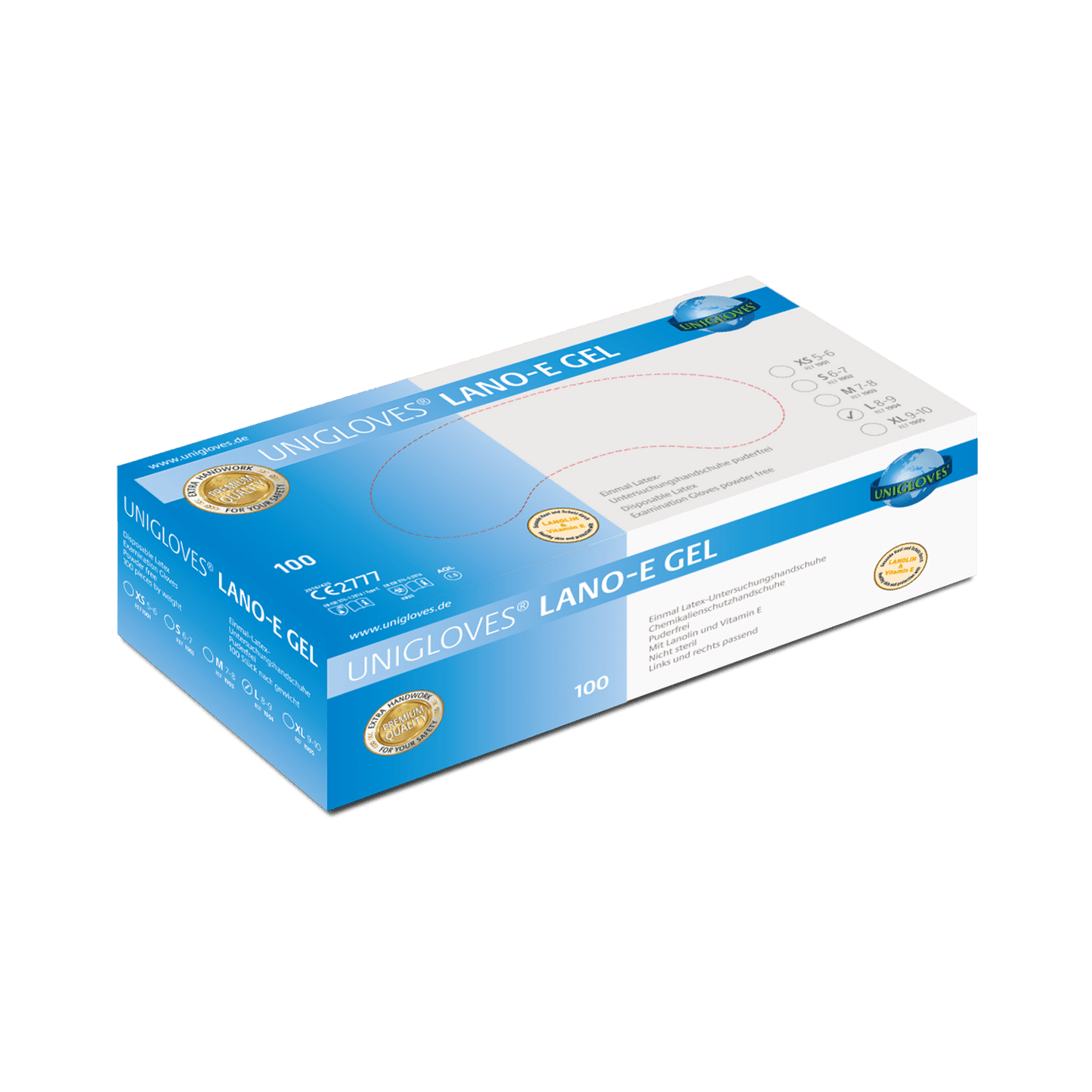 Unigloves Lano-E Gel   Latex Gloves With Lanolin And Vitamin E