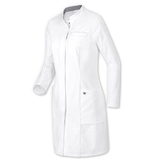 Bp Women'S Lab Coat With Silver Inner Collar To Protect Against Discolouration