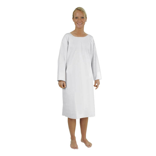 Unisex Hospital Gown With Tie Bands In The Back And Neck | Long Sleeves   Rounded Neck