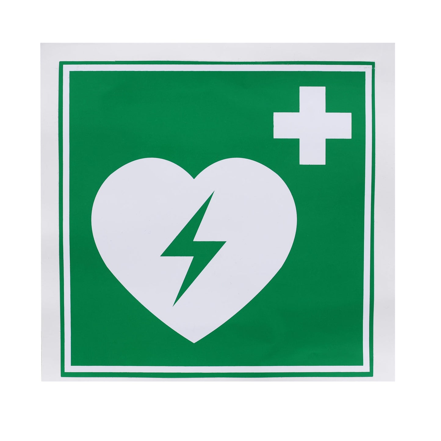 Aed Plastic Sign   White/Green   Glows For A Long Time