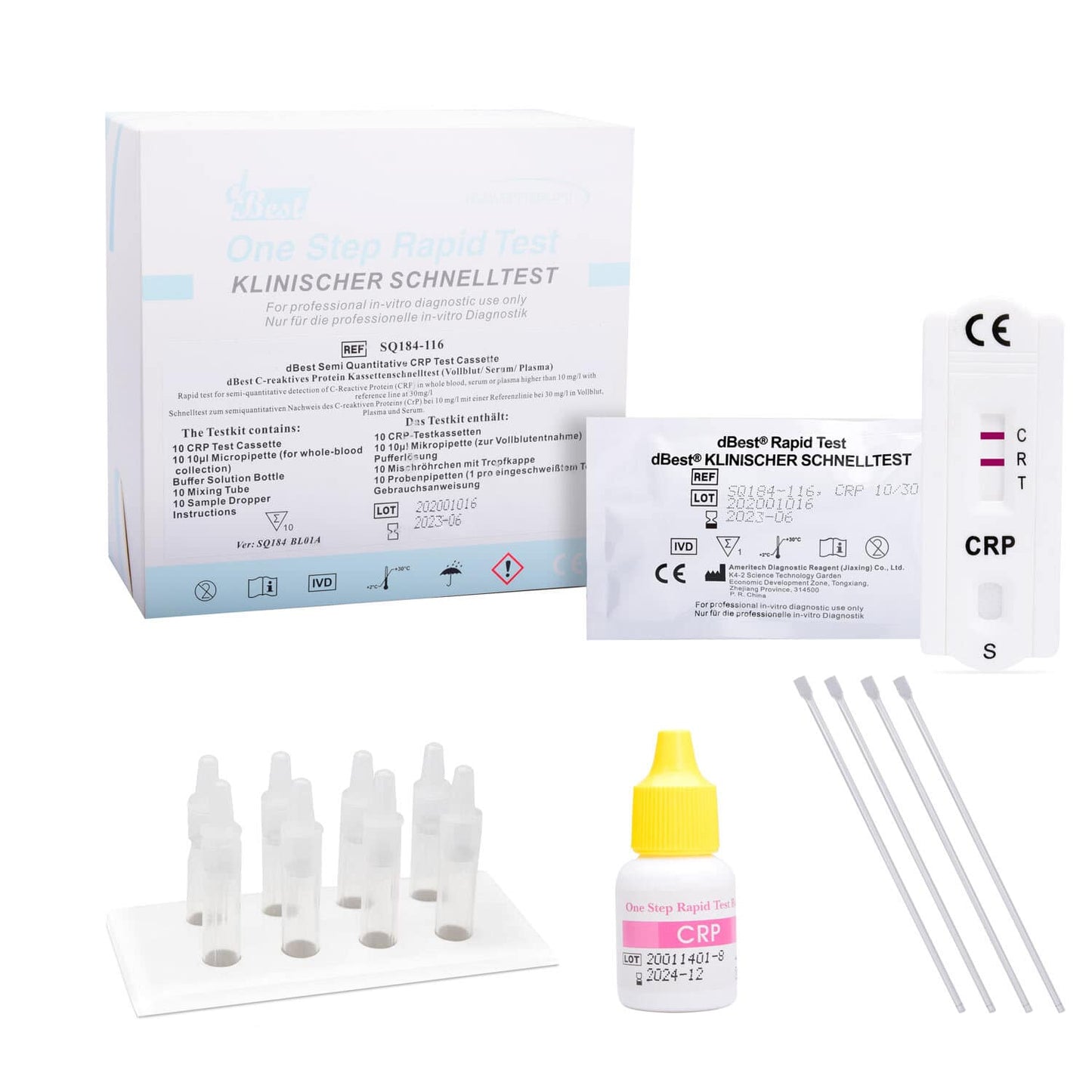 Dbest Crp Rapid Test With 10 Test Cassettes & Test Accessories