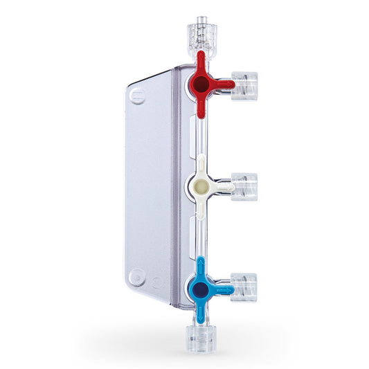 Fresenius 3-Stopcock Manifold With Extension Tubing And Colour-Coded Valves