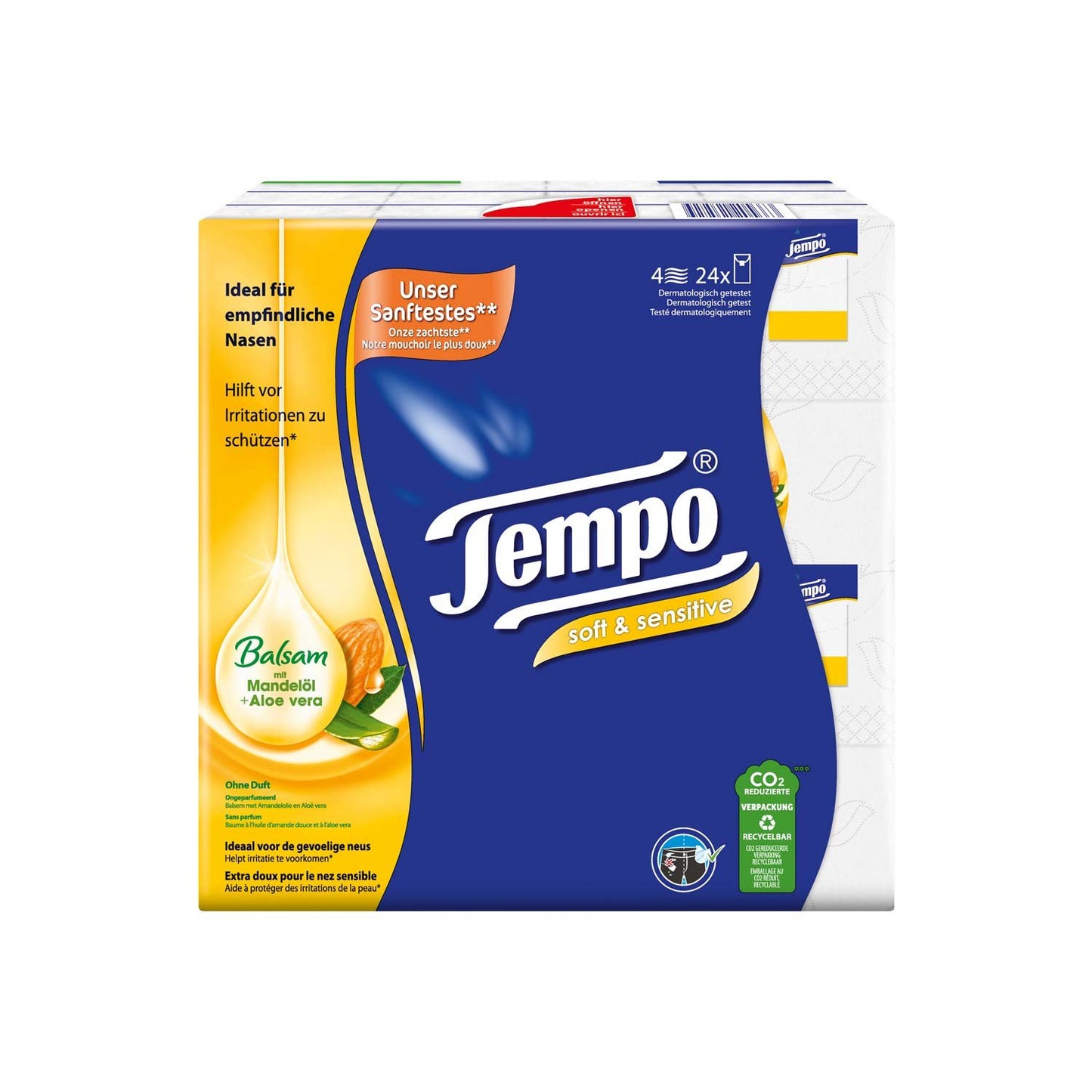 Tempo Tissues Soft & Sensitive With Aloe Vera And Nourishing Almond Oil