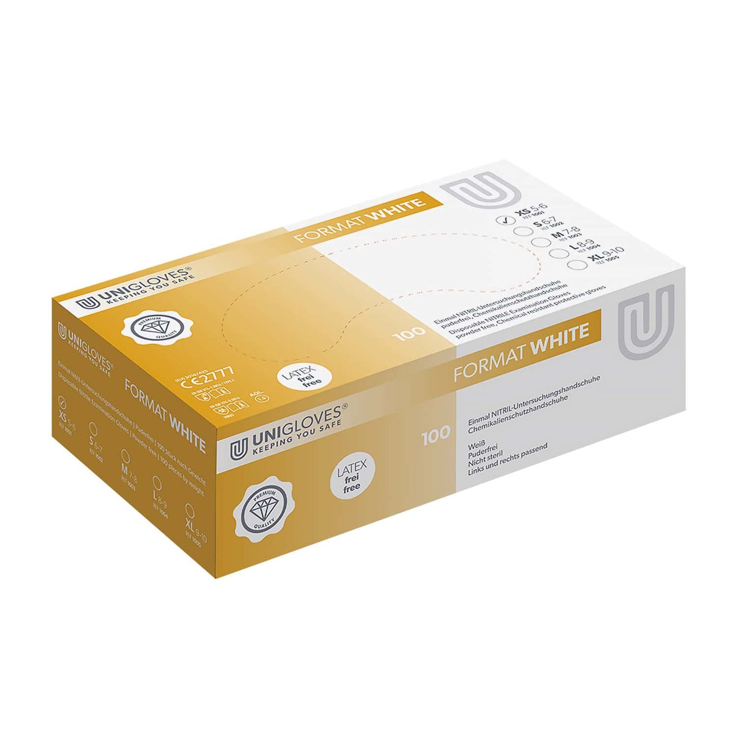 Unigloves Format® White Examination Gloves With Very Good Wearing Properties