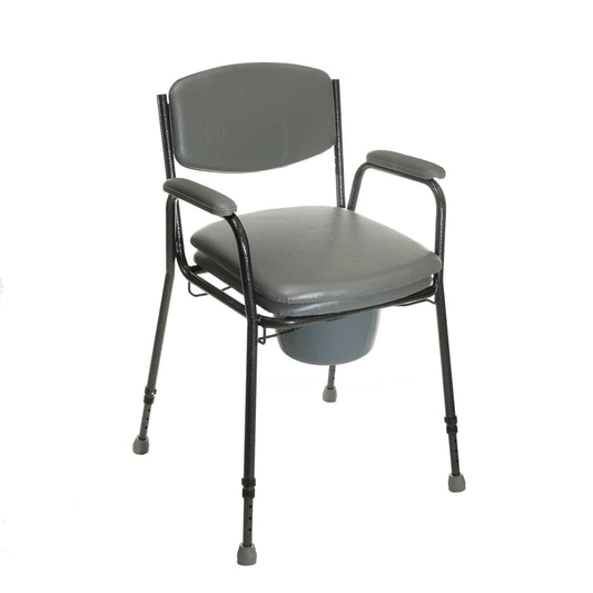 Height-Adjustable Commode Chair With Soft Seat