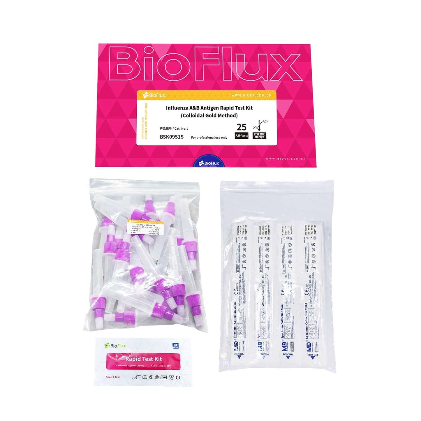 Bioflux Influenza A&B Antigen Rapid Test Including All Necessary Materials