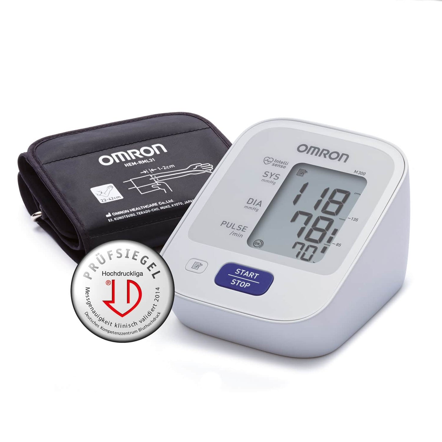 Omron M300 Blood Pressure Monitor With Arrythmia Detection And Cuff Fit Control