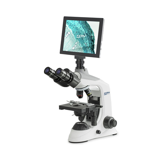 Trinocular Kern Digital Microscope Obe Set With 4X Nosepiece And Continuously Dimmable 3W Led Illumination