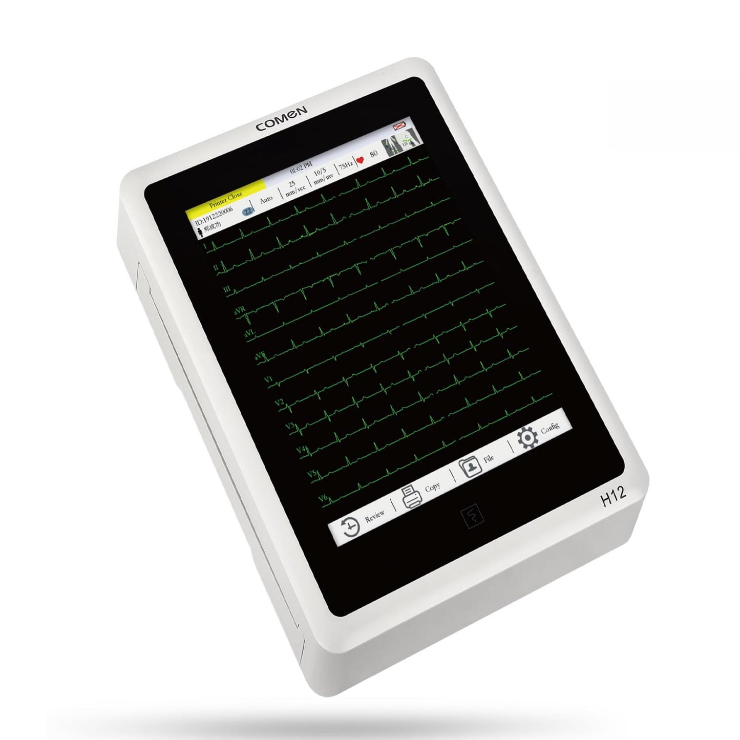 Comen H12 12-Lead Ecg For Recording Leads I   Ii; Iii   Avr   Avl   Avf   V1-6