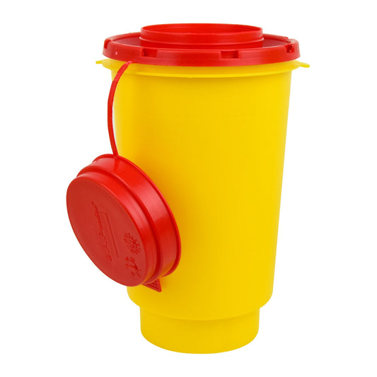 Sharps Container With Wiper Strips In The Lid   600 Ml