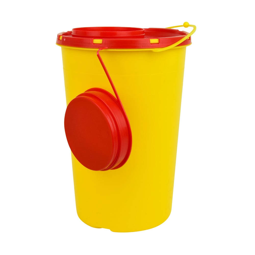 Sharps Container With Wiper Strips In The Lid   2 Litres