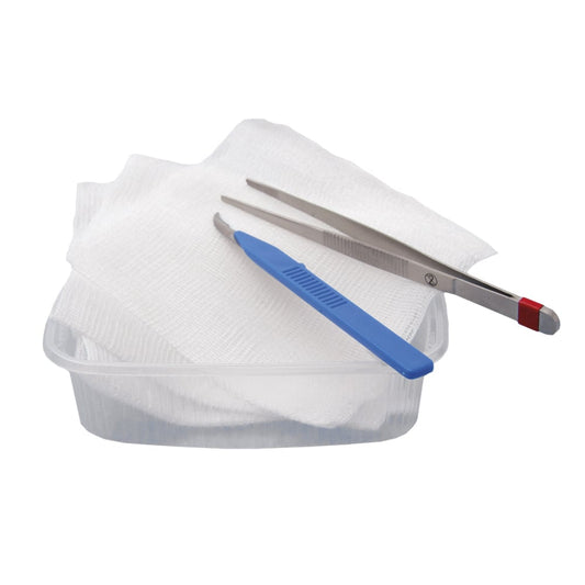 Suture Removal Set With Compresses   Forceps   Thread Knife & Container For Discarded Materials