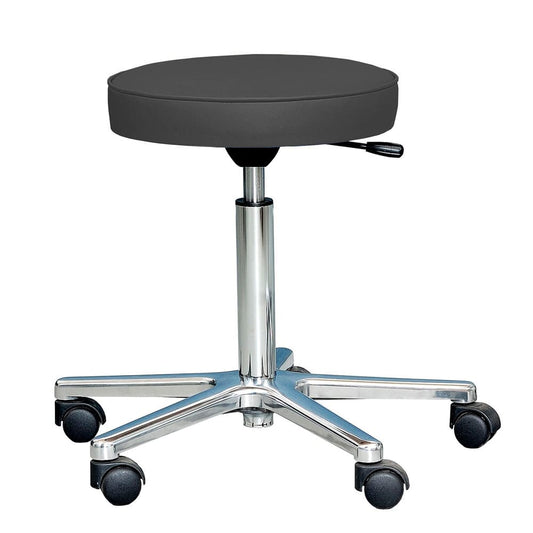 Lab Stool With Continuous Height Adjustment And Polished Aluminium Base