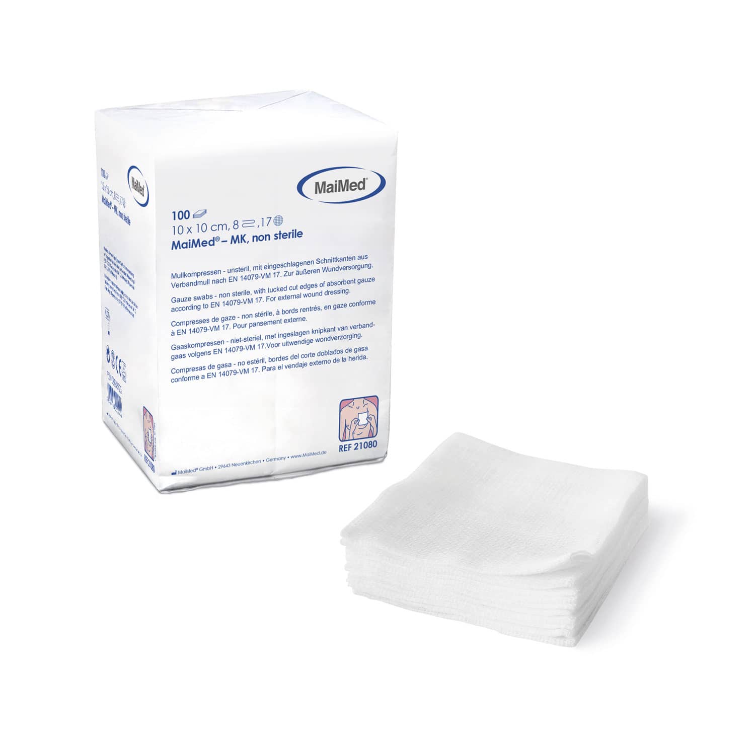 Maimed Non-Sterile Gauze Compresses Per Din En 14079-Vm17   100 % Cotton