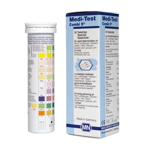 Medi-Test Combi 9 | Parameters: Glucose   Ketones   Protein   Blood   Nitrite   Ph   Bilirubin   Urobilinogen   Ascorbic Acid