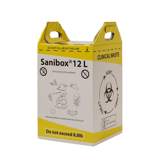 Sanibox Medical Waste Box With Sturdy Handles & Biohazard Symbol 