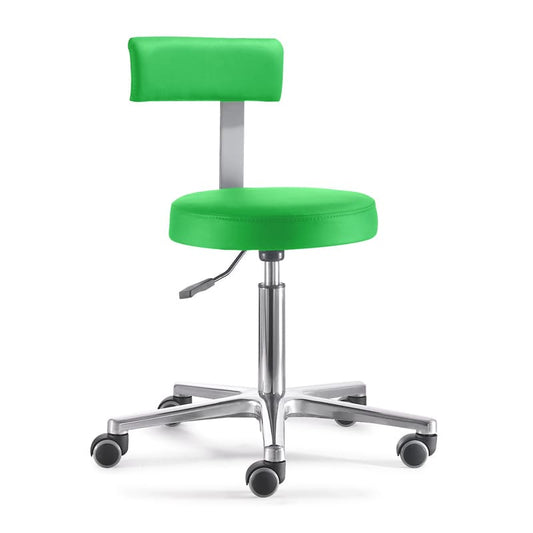 Swivel Stool With Backrest | Comfortably Upholstered   Height Adjustable   With Chrome Base And Castors