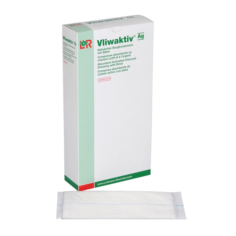 Vliwaktiv Ag Activated Charcoal Absorbent Compress With Antimicrobial Silver (Ag) From Lohmann-Rauscher